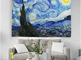 Wall Murals for College Dorms Baccessor Vincent Van Gogh Tapestry Wall Hanging Starry Night Oil Painting Abstract Art Rustic Home Decor for Living Room Bedroom College Dorm