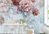 Wall Murals for Elevation Oil Painting Wallpaper Wall Mural Blue Pink Penoy Floral