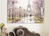 Wall Murals Of Paris Romantic City Couple Paris Eiffel tower Landscape Abstract Oil