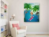 Wall Murals Surfing Surfer Girl Art Print Surf Print On Canvas Surfing Print Surf Art