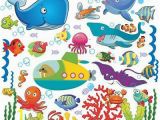 Wall Murals Under the Sea Fish Wall Stickers for Kids Under the Sea Wall Decals for toddlers’ Bathroom