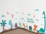 Wall Murals with Words Hello Dinosaur Wall Art Decals Diy Nursery and Kids Room Wall Art Stickers Cartoon Animals Murals Home Decor Stickers for Your Wall Stickers