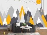 Wall Of Birds Mural Grey Geometry Mountain Wallpaper Abstract Mountain with