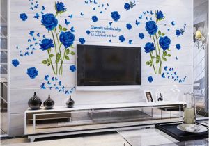 Wall Paper Murals for Sale wholesale Blue Flower Mural Rose 3d Wall Stickers Mural