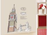 Wall Stickers Mural Removable 60 90cm Colorful London Big Ben Wall Decal Removable Cartoon