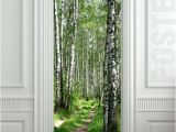 Wallpaper Murals for Doors Door Sticker Wood Tree forest Birch Way Mural Decole Film Self