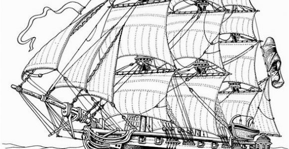 War Ship Coloring Pages Full Rigged Ship Ships