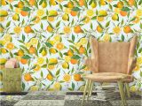 Watercolor Floral Wall Mural Lemon Wallpaper Watercolor Fruit Wall Mural Self Adhesive