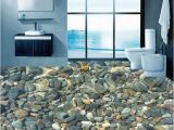 Waterproof Bathroom Murals Wallpaper 3d Realistic Underwater Cobblestone Floor Tiles