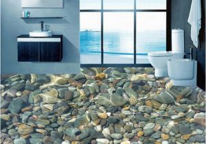 Waterproof Bathroom Murals Wallpaper 3d Realistic Underwater Cobblestone Floor Tiles