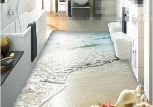 Waterproof Bathroom Murals wholesale Modern Sticker 3d Floor Bathroom Mural Hd Ocean Beach