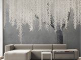 Weeping Willow Wall Mural Hand Painted Sketch Willow Tree Wallpaper Wall Mural Black