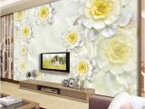 White Flower Wall Mural Custom 3d Mural Wallpaper Modern White Flower Stereo Relief Fresco Living Room Hotel Backdrop Wall Decor Wallpaper for Walls 3 D Wallpaper Hd