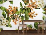 White Flower Wall Mural Custom Papel De Parede Floral and Made White Flowers Wall