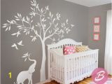 White Tree Wall Mural White Tree Wall Decal Wall Decal with Elephant Tree