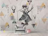 Whitetail Deer Wall Murals K Geometric Deer Removable Wallpaper Triangle Peel