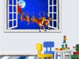 Window Cling Murals Cartoon Merry Christmas Sticker Window Scenery 3d Wallpaper Wall