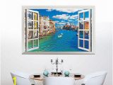 Window Cling Murals Fashion Venice Italy 3d Window View Wall Stickers Mural