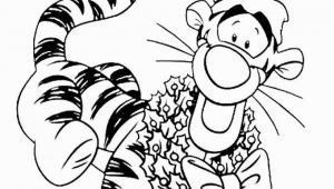Winnie the Pooh Christmas Coloring Pages Disney Christmas Tiger Wear the Hat and Tie Coloring Pages