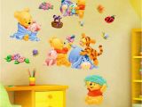 Winnie the Pooh Nursery Wall Murals 3d Baby Bear Cartoon Diy Wall Sticker for Kid Rooms In 2019