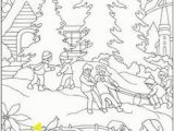 Winter Scene Coloring Pages Snowy Winter Christmas Scene Coloring Page