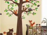 Woodland Animal Wall Mural Woodland Animals forest Animals Wall Decal Huge Tree Nursery Decal