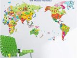 World Map Removable Wall Mural Amazon Moonlight Studio Ml Cartoon Map World Wall